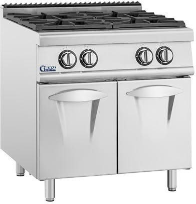 Royal Catering Fornello a gas 14,3 kW 4 fuochi Mobile base Cucina a gas Fornello a gas propano Piano cottura gas