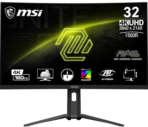 MSI MAG 321CUPDE 31,5 Zoll UHD Curved Gaming Monitor - 1500R 3840 x 2160 VA Panel, 160Hz / 1ms, Adaptive-Sync - DP 1.4a, USB Typ-C (DP alt., w/ 15W PD), HDMI 2.1 CEC