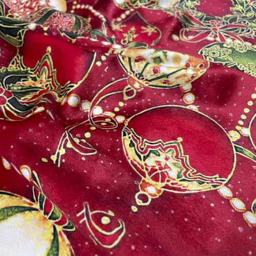 Überwurf aus Samt, großes Tuch mit Weihnachtsmotiv, Rot (Doppelbett – 290 x 290 cm, Xmas Balls)