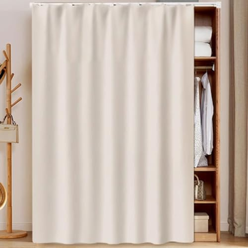 Serenitison Einfarbiger Schrankvorhang,Kleiderschrank Staubvorhang,der die Privatsphäre Abdeckt,Schrank Schatten Vorhang,BüCherregal Kurzer Vorhang,Beschattung,Belüftung,Ausgestattet mit Schienen