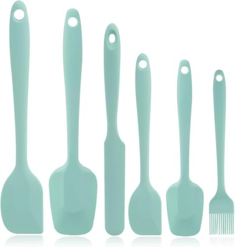 6 Pcs Silicone Spatula, Heat Resistant Spatulas for Cooking Baking Non-Stick Rubber Spatula Kitchen Utensils for Cooking and Mixing Tools(Green)