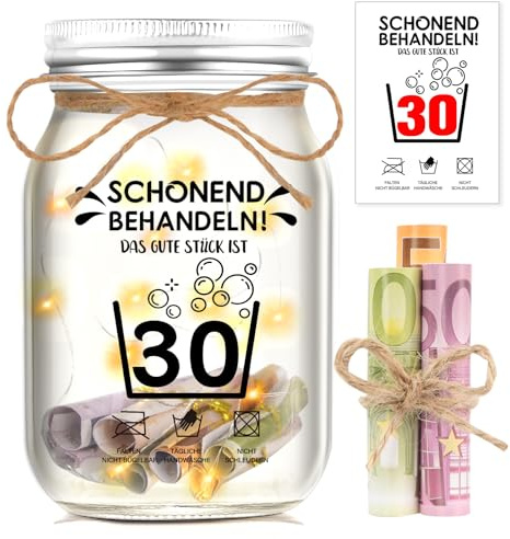 Johiux 30. Geburtstag Männer/Frauen,Geschenke zum 30 Geburtstag Frau Man,30. Geburtstag Geldgeschenk Verpackung,LED Flaschenlicht Lustige Geschenk Geburtstag Männer Geschenkideen.