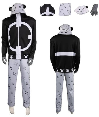 Wigbiu Anime One Piece B'artholemew Kuma Cosplay Kostüm Outfit Umhang Jacke Komplettset für Kinder Herren Mantel Uniform Anzug Halloween Weihnachten Karneval Party Rollenspiel Geschenke Kleidung
