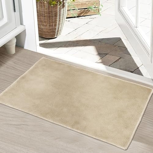 HiChiclife Fußmatte Innen 40×60 cm – Waschbarer Eingangsteppich mit TPE Anti-Rutsch – Dünner Kurzflor Vorleger für Flur, Wohnung & Haustür – Braun