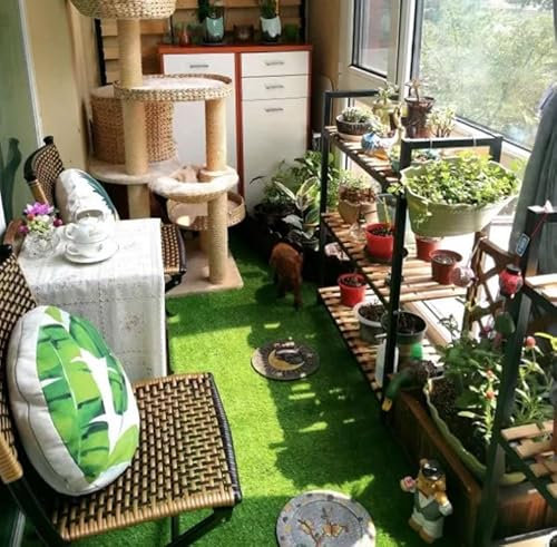 XWJOYW Tappeto erboso Artificiale Verde 3x5m con Aspetto Naturale, Altezza 20mm, Tappeto erboso Sintetico Super Denso con Fori di drenaggio (Dimensioni: 3x1m)