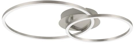 EGLO LED Deckenlampe Palmaves 2, geometrische Deckenlampe | Lampe Decke aus Metall in Silber, Kunststoff in Weiß, warmweiß