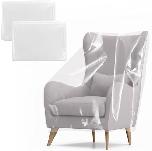 Guniata 2 Stück Möbelabdeckungen,Transparente Sofa Schutzhülle Wasserdicht aus Kunststoff,für Länge 80cm Breite 90cm Relaxsessel,für Zuhause,Wohnzimmer,Schlafzimmer,Büro(transparente,2pcs)