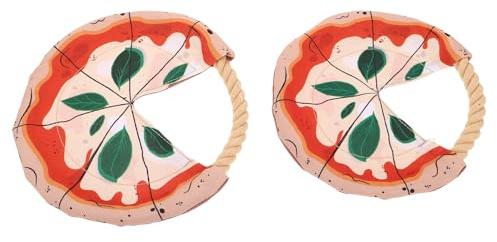 PENIKOKO 2 Stück Hunde-wurfscheiben aus Baumwollseil und Pizza-Design Robustes Kauspielzeug für Draußen Spielzeug für Welpen-Training und Interaktives Werfen