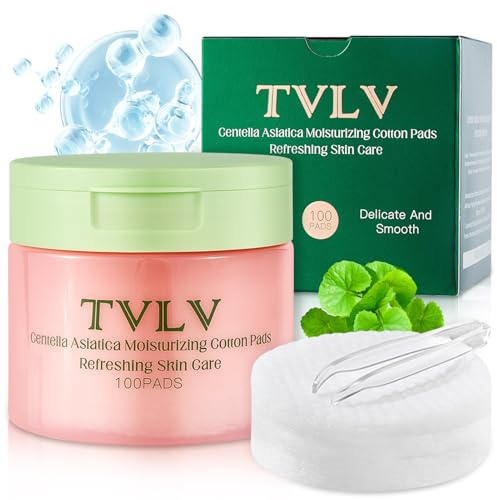 Toner Pads,100PCS Feuchtigkeitsspendende Baumwollpads mit Centella Serum | Toner Pad Centella Wattepads Hautpflege Gesicht Skincare,Porenverfeinernd & Glättend,Aufhellende