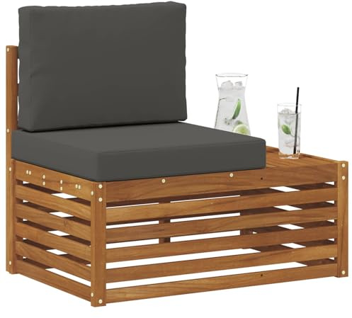 vidaXL Outdoor Endsofa Natur 91 x 63 x 73 cm Massivholz Akazie, Balkonmöbel, modernes Gartendesign, wetterfest für entspannte Stunden im Freien, modulares Sofa