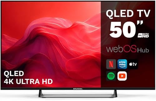 Grunkel QLED-5026WBS Smart TV QLED 50” 4K UHD | webOS | TDT T3 + Satélite S3 | WiFi | USB Grabador PVR | 4 HDMI | 3 USB | Sonido 20W