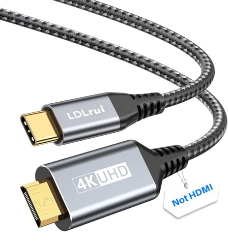 LDLrui Cavo da USB C a Mini HDMI, 0,45 m (non HDMI), 4K a 60Hz/2K/1080P, tipo C a Mini HDMI 2.0, HDR, per laptop, MacBook, ROG Ally, iPhone 15 Series, Galaxy S Series, Steam Deck a monitor portatile