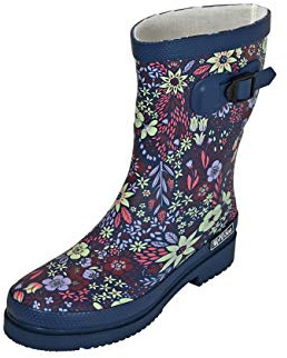 MADSea Damen Gummistiefel Flower Blumenprint Halbschaft