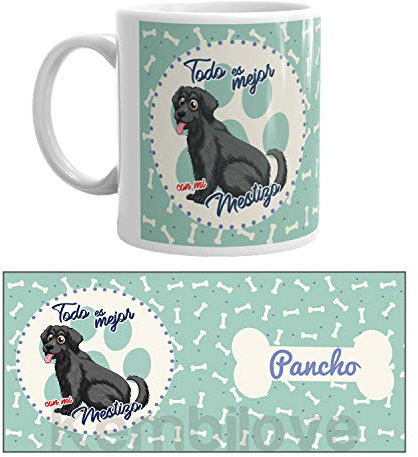 Kembilove Taza de Desayuno Personalizada con Foto de Perro Mestizo - Taza de Café y Té para Mascota - Cerámica Impresa