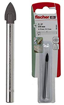 Fischer 551344 Glass Ceramic Tile Drill Bit with Hard Metal Cutting Edge for Glass and Ceramics, Grey, 10 mm
