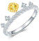 Daesar 18K Weißgold Ring Frauen, Hochzeitsring Weißgold Ring Krone Ring mit Gelb Diamant 0.1ct Gr. 50 (15.9)