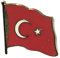 Smartbadge® Anstecknadel mit Nationalflagge der Türkei, 3/4, vergoldet, Emaille