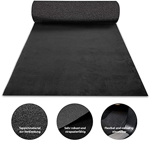 Floordirekt Autoteppich M Kofferraummatte | Innenraumverkleidung für Auto Restauration & Instandhaltung aus hochwertiger Velours-Oberfläche | Meterware Kofferraum Schutzmatte 4mm Grau 100 x 150 cm