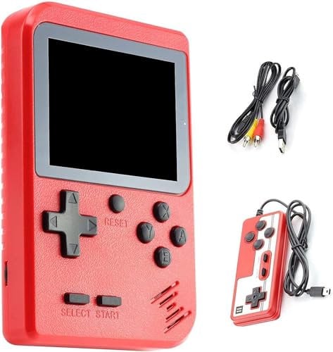 Gezimetie Handheld Spielkonsole, Retro Handheld Konsole Mit 500 Klassischen Fc Spielen, 3 LCD-Bildschirm, Retro Game Console Für Zwei Spieler Spiele Und Tv-Ausgang, Kinder Und Erwachsene