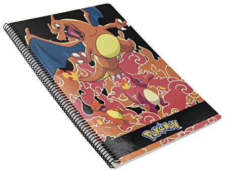 CYPBRANDS Pokémon Charmander Notizbuch, 80 Blatt, Hardcover, kariert, 4 x 4 mm, Spirale, Schulmaterial, Schreibwaren, Orange, offizielles Produkt (CyP