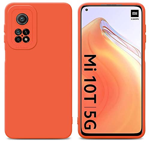Cadorabo Hülle kompatibel mit Xiaomi Mi 10T Mi 10T PRO Schutzhülle TPU Silikon Case Liquid Design mit Kameraschutz Slim Kratzfest Gummi Case Hülle für Xiaomi Mi 10T Mi 10T PRO in Orange