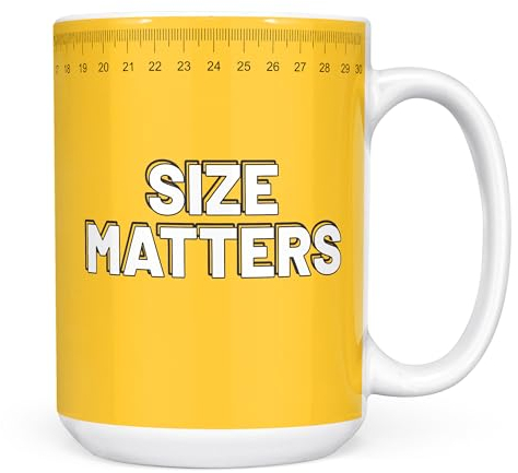 Mug Monster - Tazza gigante Size Matters, tazza da tè o caffè extra large – tazza da caffè/tazza in ceramica, regalo per uomini o donne, tazza extra large e gigante disponibile, tazza bianca da 450 ml