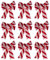 Red White Stripe Candy Cane Christmas Tree Bow Decorations (Set of 9)