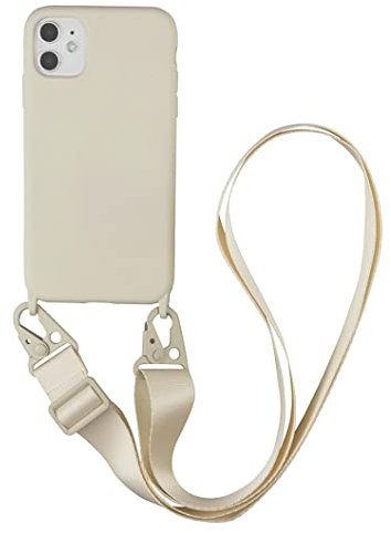 Jacyren Handykette Hülle für iPhone 11 Necklace Handyhülle Schultergurt Liquid Silikon Cover mit Kordel zum Umhängen Schutzhülle mit Lanyard Band Case für iPhone 11, Weiß