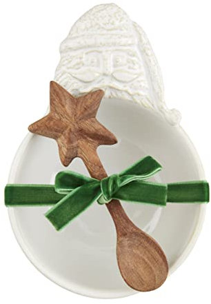Mud Pie Caramelos blancos de Papá Noel, cuenco de 6 1/4 x 4 1/2 pulgadas | Cuchara de 5 pulgadas