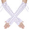 SEAUR Damen Armstulpen Weiß Goth Punk Handschuhe Fingerlos Schnürung Satin Armwärmer für Cosplay Karneval Party Halloween Kostüm - 1 Paar