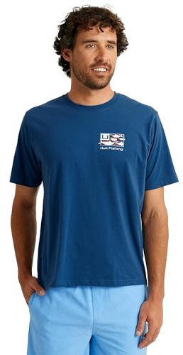 HUK Mens Fishing Graphic Tee, Performance Short Sleeve, Quick-Dry, Trophy Flag - Set Sail, X-Large