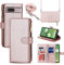 Cavor Coque Google Pixel 7 avec Cordon,Coque Pixel 7,Flip Portefeuille Étui Cuir,[9 Porte Cartes][Double Fermeture Magnétique],Protection Coque Housse pour Google Pixel 7 - Or Rose