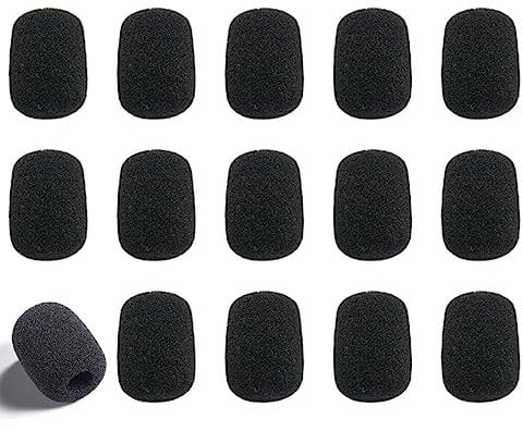 Taicols 15Pcs Mousse Micro Casque, Mini Bonette Microphone, La Salle de Conférence pour La Salle de Classe La Salle de Conférence Les Interviews d'Actualités Activités de Plein Air Noir, Micro