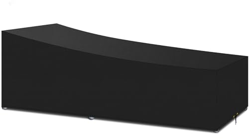 PATIO PLUS Sonnenliege Abdeckungen Wasserdicht, 420D Oxford Stoff Liege Stuhlabdeckung Outdoor Garten Sonnenliege Abdeckung Winddicht Anti-UV Heavy Duty 220x80x35/55cm Schwarz