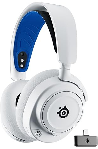 SteelSeries Arctis Nova 7P Wireless Multi-Platform Gaming Headset — Neodymium Magnetic Drivers — 2.4GHz + Bluetooth — 38Hr USB-C Battery — Gen2 AI Mic — PlayStation, PC, Switch, VR, Mobile - White
