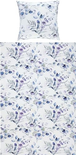 REDBEST Bettwäsche Single-Jersey blau Größe 1x 135x200 cm + 1x 80x80 cm