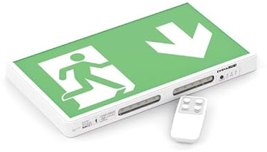 ENOVALITE LED Fluchtwegleuchte Notleuchte mit Anti-Panik-Licht, Akku und Test-Funktion - Dauerbetrieb o. Notbetrieb - Rettungsweg Notausgang Notfall EXIT - mit Fernbedienung