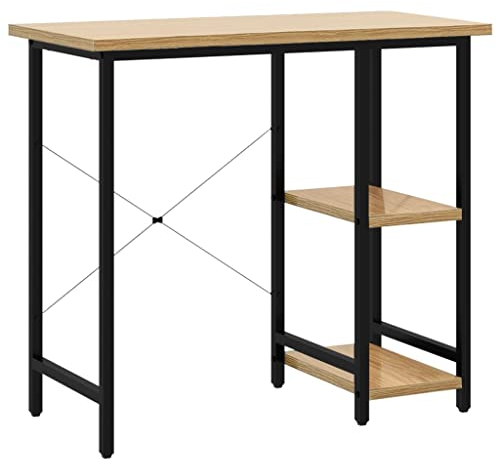 vidaXL Escritorio para Ordenador Oficina Despacho Estudio Casa Computadora Trabajo Mesa Auxiliar Estable MDF Metal Negro Roble 80x40x72 cm