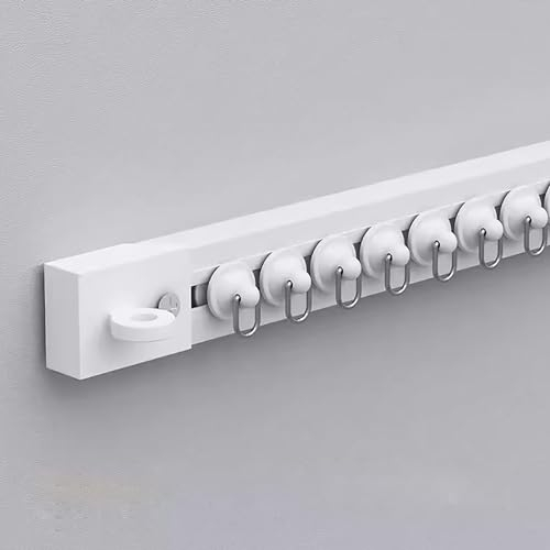 Vorhangschiene Selbstklebende Vorhangschiene – Decken- und Seitenmontage, Vorhangschiene ohne Bohren – ultradünne Raumteiler-Vorhangstange für Fenster/Schränke/Gemeinschaftsschlafzimmer ( Size : 0.9m/