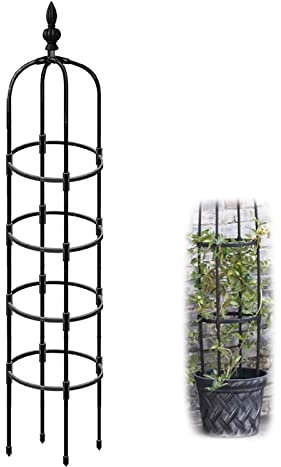 Grow Tower Garden Obelisk Spalier für Kletterpflanzen, Metall, hoch, rostfrei, mit Kunststoff beschichtet, Pflanzenstützgitter (9,8 * 71 Zoll)
