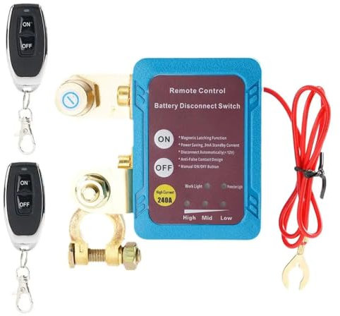 Quesardens Remote Battery Disconnect Switch 12V 240A, Automatic Off Switch, Kill Switch for Car, Upgrade Prevent Battery Drain, Battery Isolator Switch With 2 Remote Controls