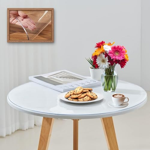 Artwelt Tischdecke Transparent Rund Tischfolie Glasklar Folie Outdoor Tischschutz Wasserdicht Abwaschbar Polyvinylchloride Folie Wunschmaß Fettdicht Tischschutzfolie Durchmesser 100cm