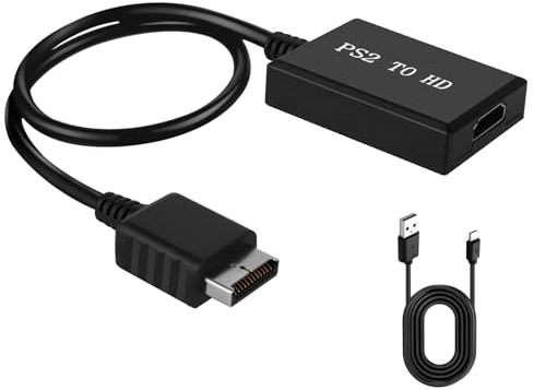 AXFEE para PS1/para PS2 a HDMI AV Cable, para PS2 a Interfaz Multimedia HD Cable de Enlace HD, Cable Convertidor de Vídeo de Consola de Juegos Plug and Play