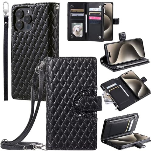 GoodcAcy Handyhülle für OnePlus 6 Hülle, PU Leder Schutzhülle mit 9 Kartenfach, Flip Case Klappbar Stoßfeste Hülle für OnePlus 6, Schwarz