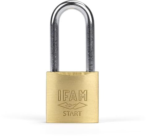IFAM Candado Antirrobo SR25AL Gama Start, 25 mm, Arco Largo, Sistema Doble Enganche, Incluye 2 Llaves de Serreta, Resistencia y Fiabilidad, Ideal para Maletas, Taquillas, Cajones y Cajoneras, Talleres