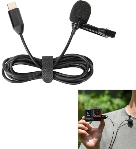 Lavalier Microphone for Insta360 Ace Pro/Ace, Recording Expansion Mic Clip-On Lapel MIC Type-C Interface for Insta 360 Ace Pro and Ace Camera Accessories