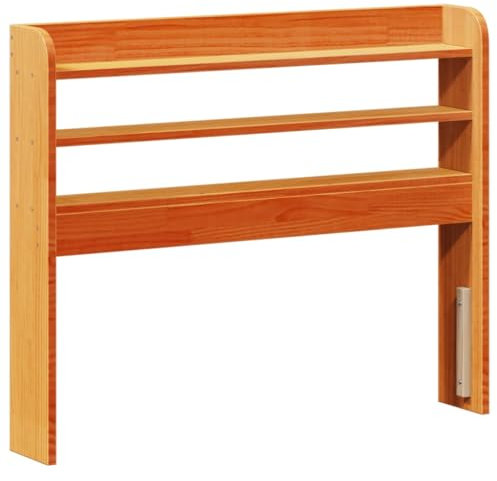vidaXL Tête de lit avec étagères Marron Cire 90 cm Bois Massif de pin, tête de lit en Bois, tête de lit avec Rangement, tête de lit sur Pied