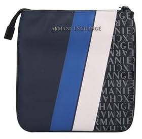 Armani Exchange Blaue Herren-Handtasche mit Colorblock-Muster und Logo, blau, Einheitsgröße