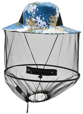 Mosquito Head Net Hat, Midge Head Net Hat, Mosquito Hats with Netting, Insect and Midge Protection Head Net Hat, Midge Head Net for Outdoors Camping Fishing Hiking(Camouflage)