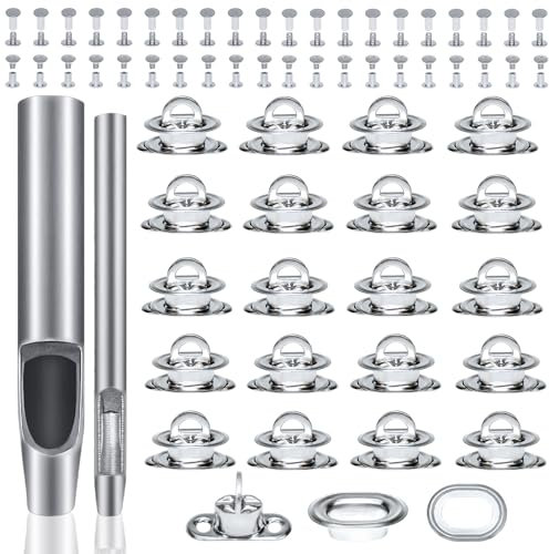 Grommets Eyelets Outils, Oeillets pour Baches, Trousse à Oeillets, œillets Ovales Twist Verrouiller en Laiton, Trousse à œillets Outils pour Bâche, Chaussures, Vêtements, Tentes